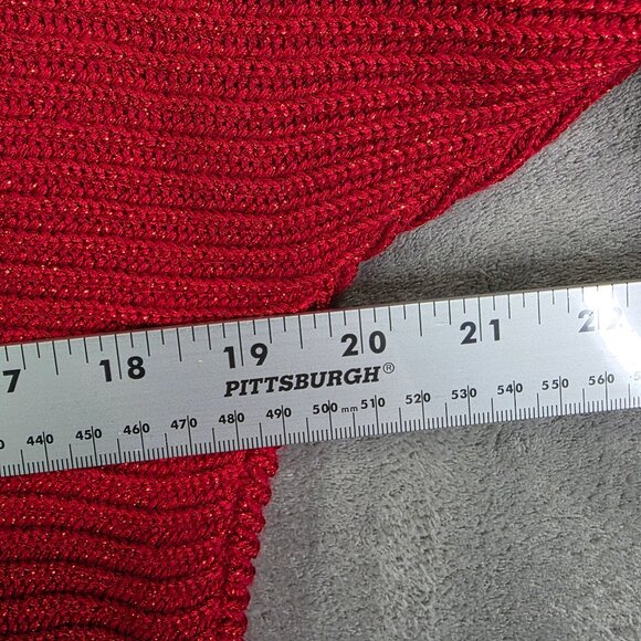 Womens Lauren Ralph Lauren Red Metallic Ribbed Knit Sweater Long Sleeve Size M - Picture 6 of 8